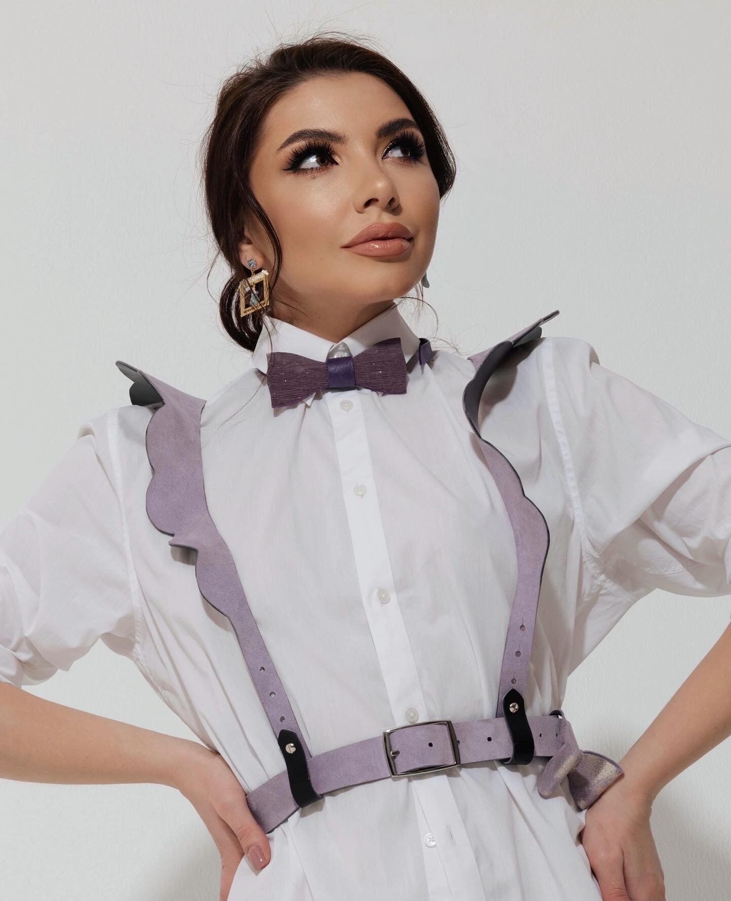 BRETELLE DA DONNA IN PELLE, BRETELLE CON RUCHES STILE GENERALE