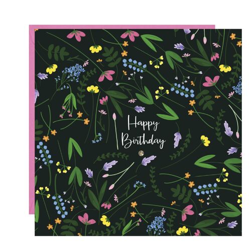 Wild Flowers Happy Birthday Card