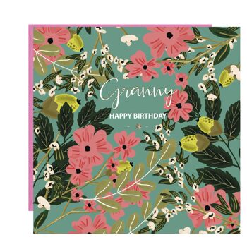 Carte florale de joyeux anniversaire de grand-mère