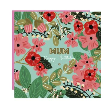 Carte florale de joyeux anniversaire de maman