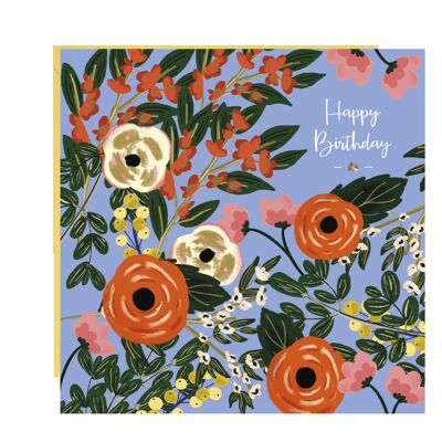 Happy Birthday Blue Floral Card