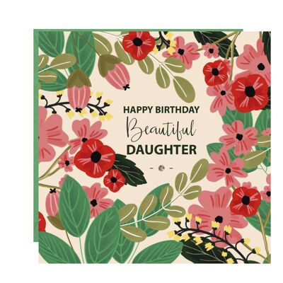Tarjeta de cumpleaños floral hermosa hija
