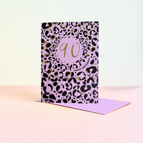 Leopard Print Foil Age 90 Card