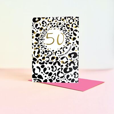Leopard Print Foil Age 50 Card