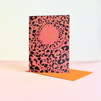 Leopard Print Foil Age 16 Card