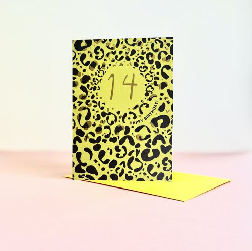 Leopard Print Foil Age 14 Card