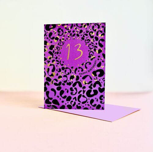 Leopard Print Foil Age 13 Card