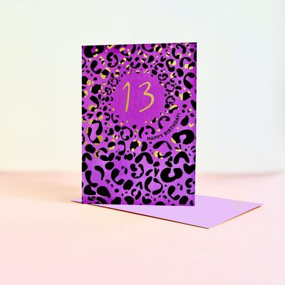 Leopard Print Foil Age 13 Card