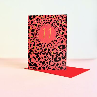 Leopard Print Foil Age 11 Card