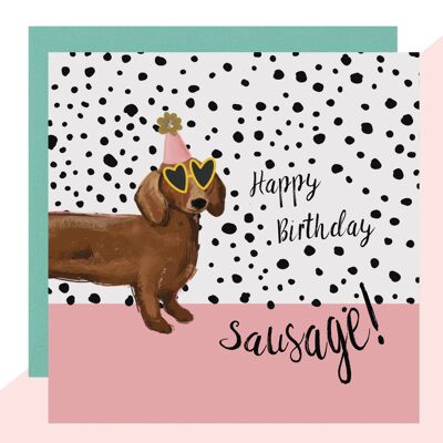 Carte d'anniversaire de chien de saucisse