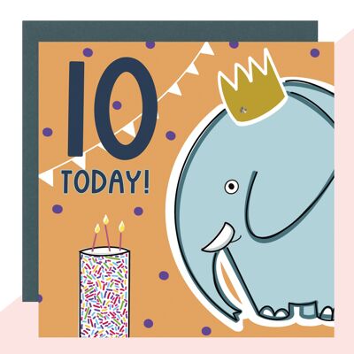 Tarjeta Elefante 10mo Cumpleaños