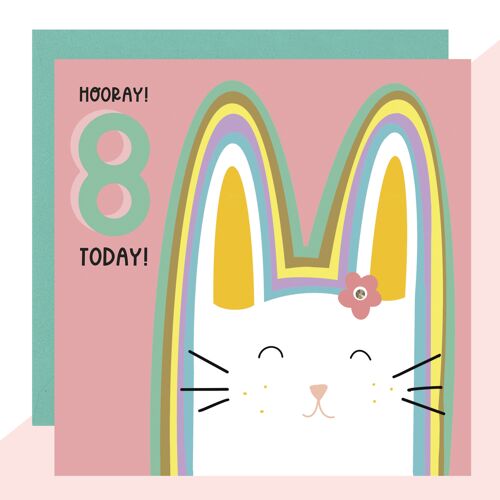 8th Birthday Rabbit Card