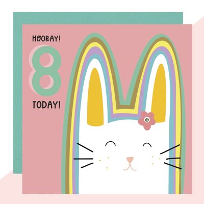 8th Birthday Rabbit Card