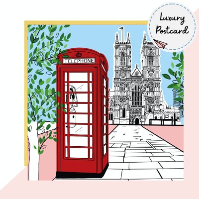 Une carte postale de... Londres - Abbaye de Westminster + cabine téléphonique