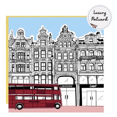 Une carte postale de... Londres - Commerces et bus