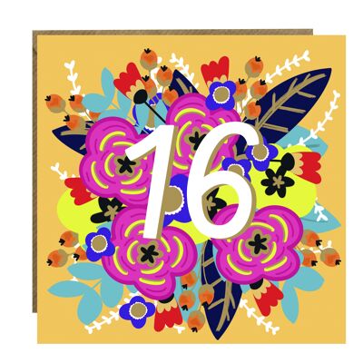 16th Birthday Floral Card