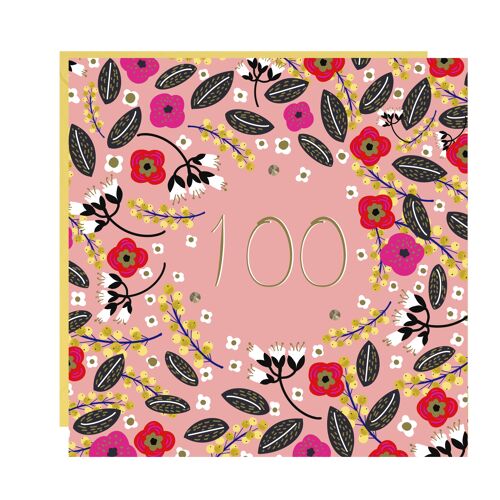 100th Birthday Floral Card