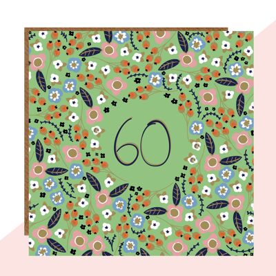 Tarjeta floral de 60 cumpleaños