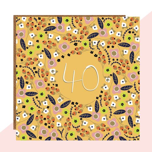 40th Birthday Floral Card