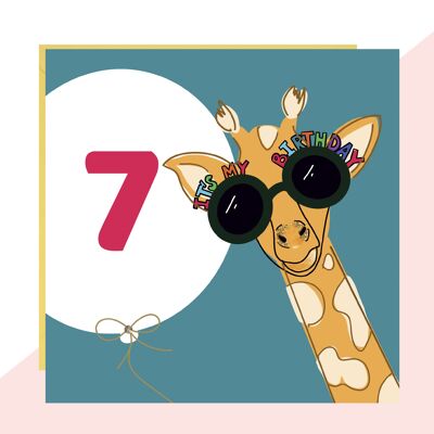 7th Birthday Giraffe Card