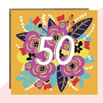 Carte florale du 50e anniversaire