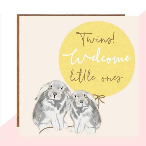 Welcome Twins Bunny Card