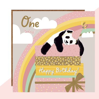 Tarjeta de 1er cumpleaños Panda