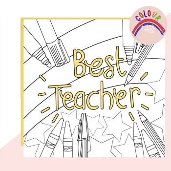 Colorier + envoyer la carte "Meilleur professeur"