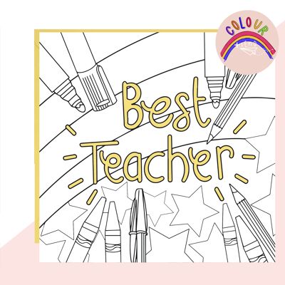 Colorea + envía la tarjeta "Mejor profesor"