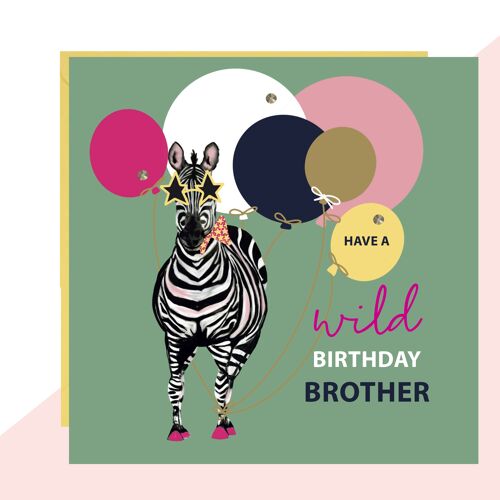 Brother Zebra Birthday Card