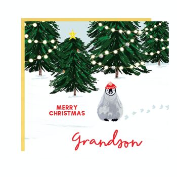 Carte de Noël petit-fils pingouin