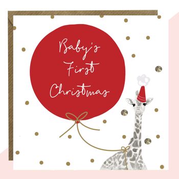 Carte Girafe Premier Noël de bébé
