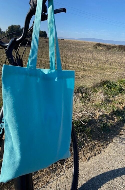 TOTE BAG COTON TURQUOISE