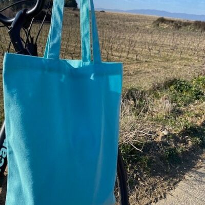 TURQUOISE COTTON TOTE BAG