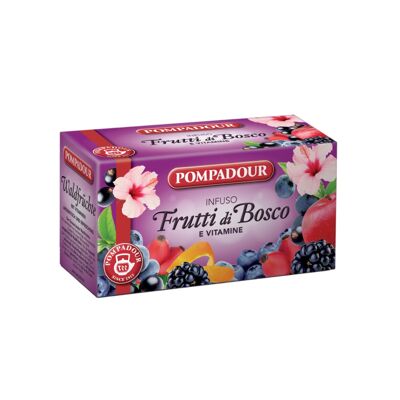Pompadour 1913 | Infuso Frutti di Bosco e Vitamine | Tisana Senza Caffeina - 20 Filtri Tè (60 Gr)