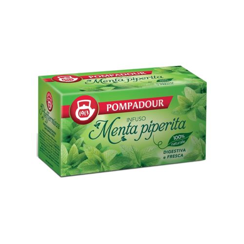 Pompadour 1913 | 100% Natural Peppermint | Digestive and Fresh Infusion Without Caffeine - 20 Tea Filters (45 Gr)