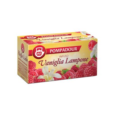 Pompadour 1913 | Vanilla and Raspberry Flavored Fruit Blend | Infusion Without Caffeine - 20 Tea Bags (60 Gr) | Vanilla & Raspberry herbal tea