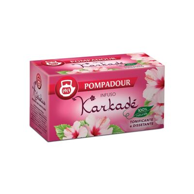Pompadour 1913 | Karkadé 100% Natural Toning & Thirst-quenching | Hibiscus for Caffeine Free Infusion - 20 Tea Bags (40 Gr)