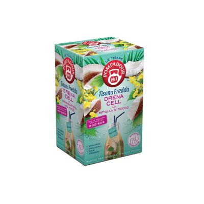 Pompadour 1913 | Cold Herbal Tea Drena Cell Birch and Coconut - 18 Tea Bags (45 Gr) | Cold Brew Tea Bags