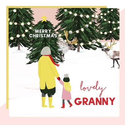 Encantadora tarjeta de Navidad de la abuela