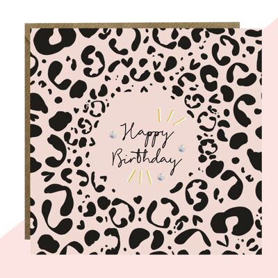 Carte de joyeux anniversaire à imprimé léopard