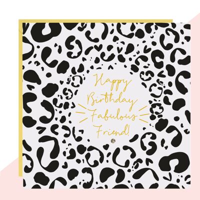 Tarjeta de cumpleaños con estampado de leopardo de un amigo fabuloso