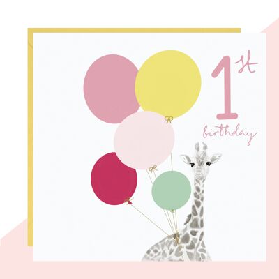 Biglietto giraffa per il 1° compleanno