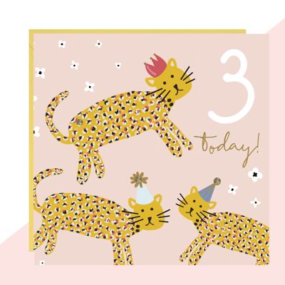 Carte d'anniversaire 3 léopards aujourd'hui