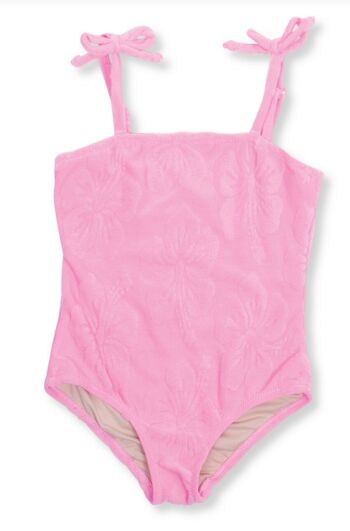 Maillot de bain une pièce rose Hibiscus Terry 3