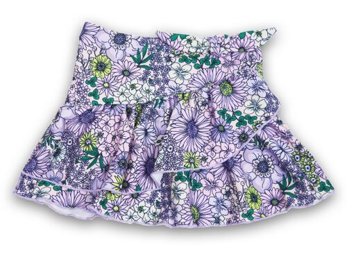 Mod Purple Floral Girls Tiered Ruffle Active Skirt Girls