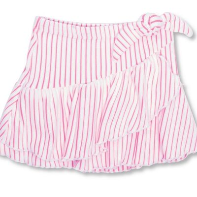 Berry Stripe Terry Girls Ruffle Active Skirt