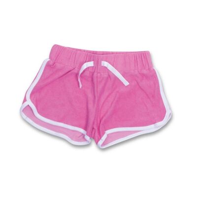 Pantalón corto rosa con cordón de rizo para niñas