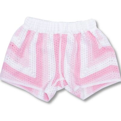 Pink Tonal Stripe Crochet Girls Short