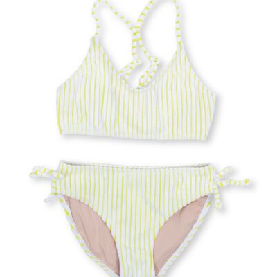 Bikini con lazo en la espalda para niñas de rizo con rayas de limón